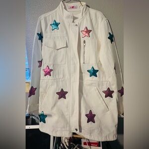 Buddy Love  Women’s Jacket, White Color With Stars, Size S